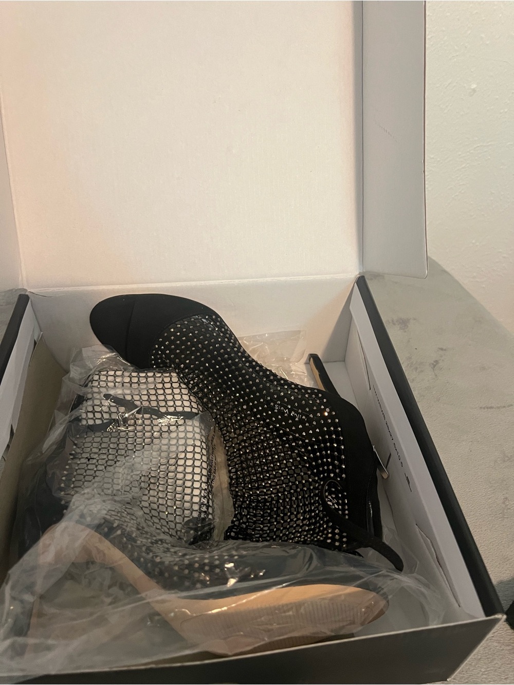 Nine West Black Mesh Peep-Toe Ankle Booties - Picture 9 of 15
